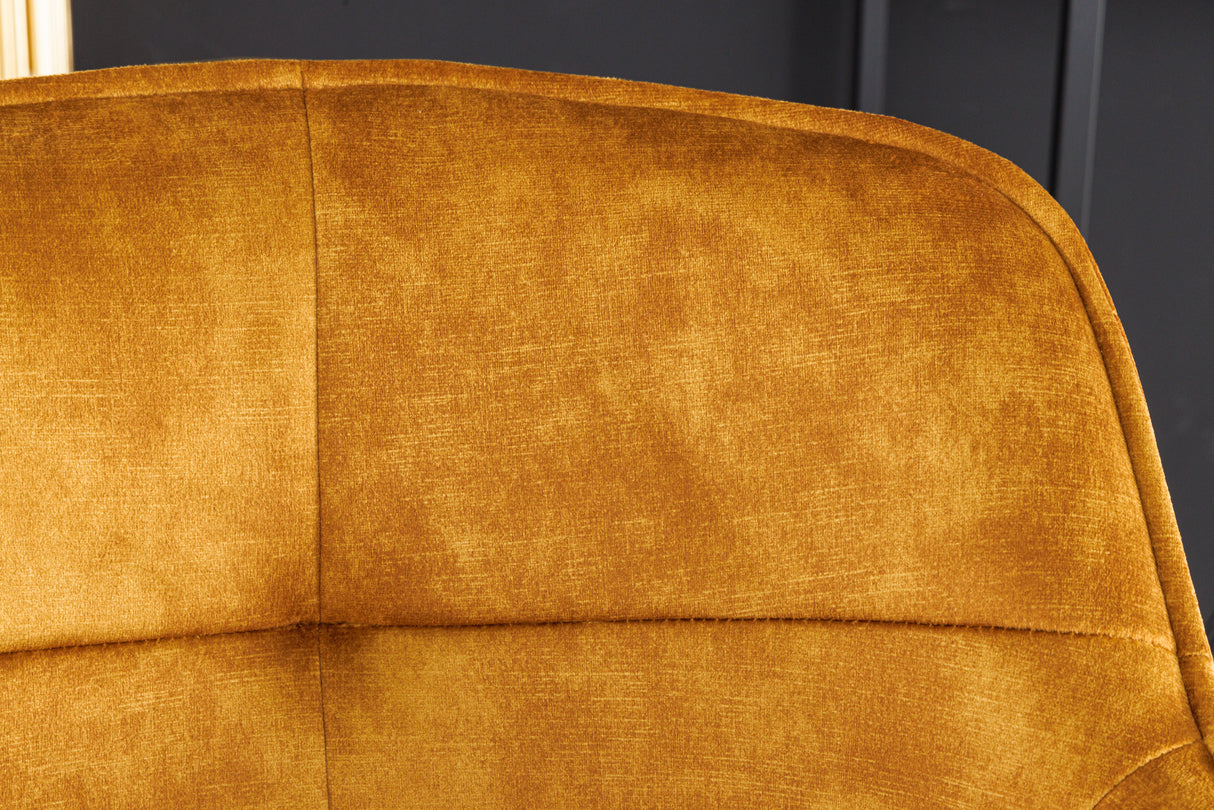 Bar chair EUPHORIA 74cm velvet mustard yellow