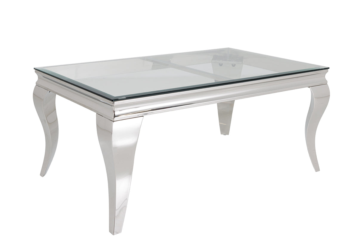 Couchtisch MODERN BAROCK BARRACUDA 100cm Chrom inkl. Glasplatte ohne Teakplatte