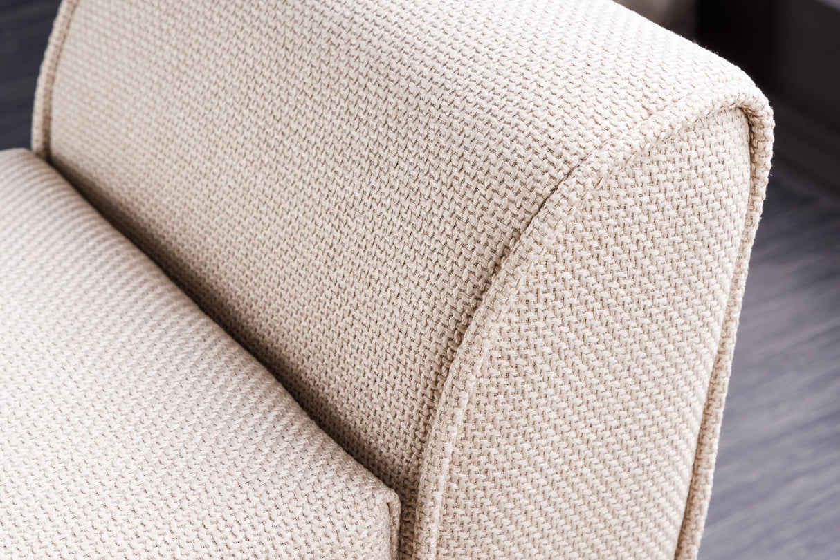 Bench SCARLETT 90cm textured fabric beige in retro style