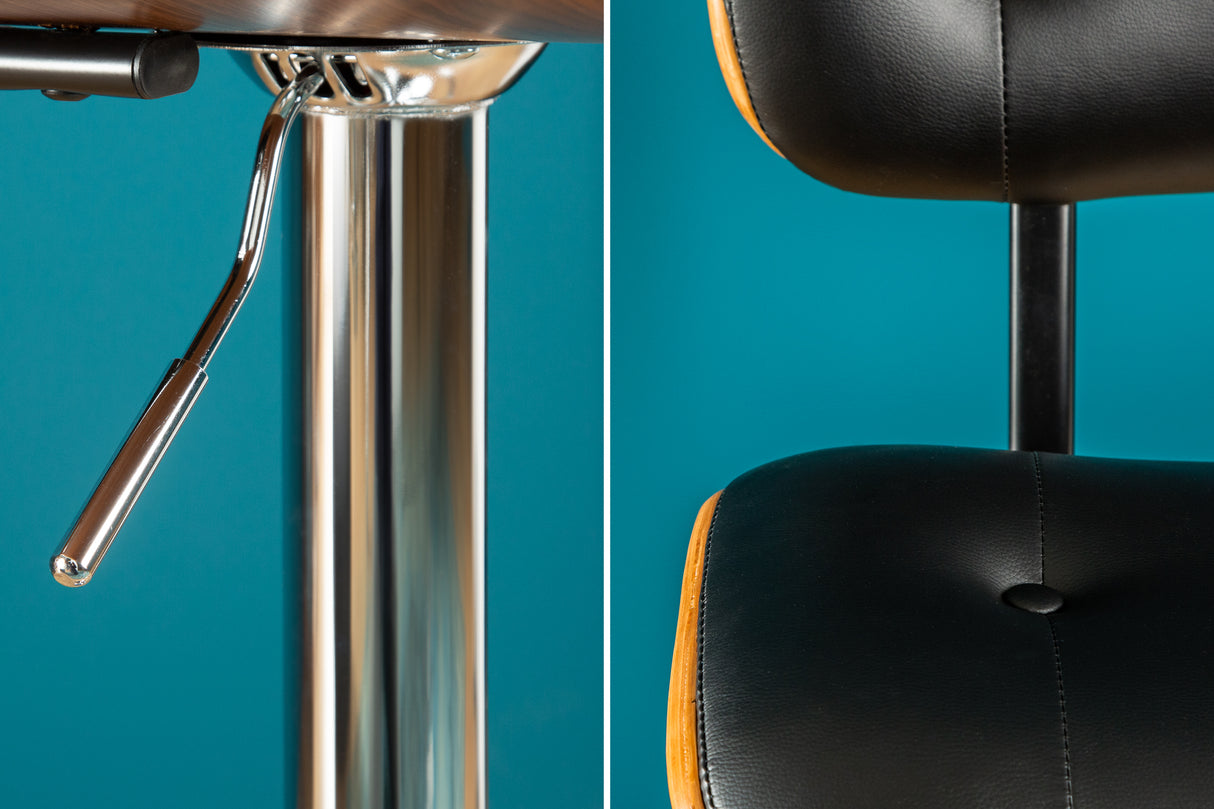 Bar stool CLASSICO 95-115cm artificial leather and walnut veneer rotatable