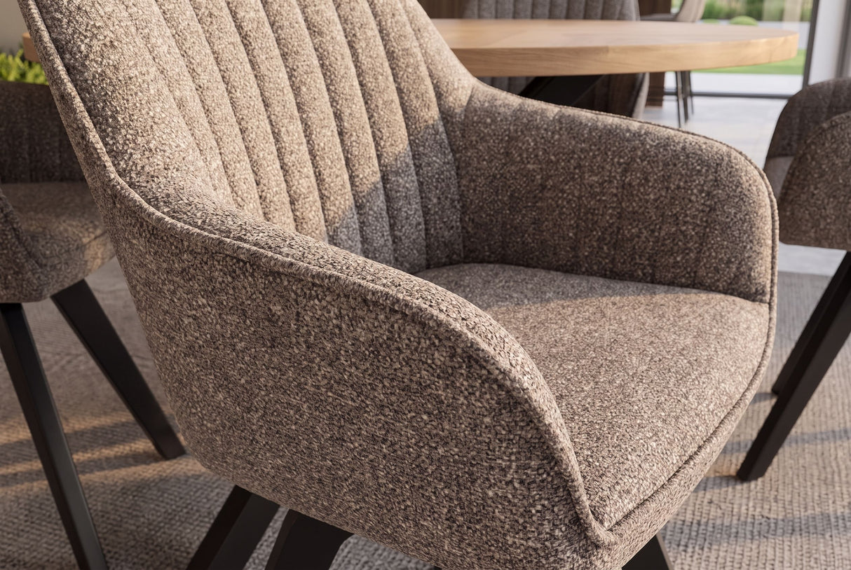 Swivel chair LIVORNO 180° auto-return w/armrests microfibre taupe