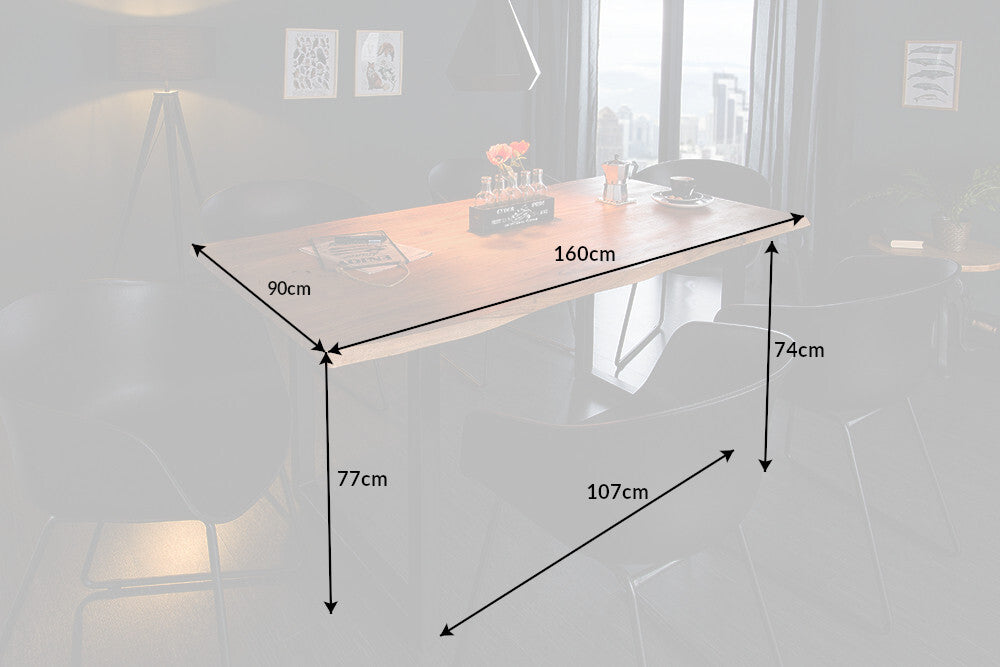 Dining table MAMMUT 160cm 26mm wild acacia wood