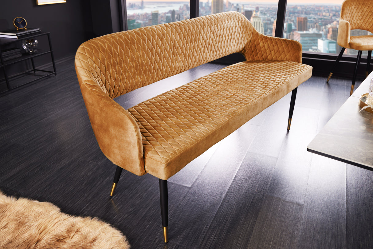 Bank PARIS 160cm Samt senfgelb