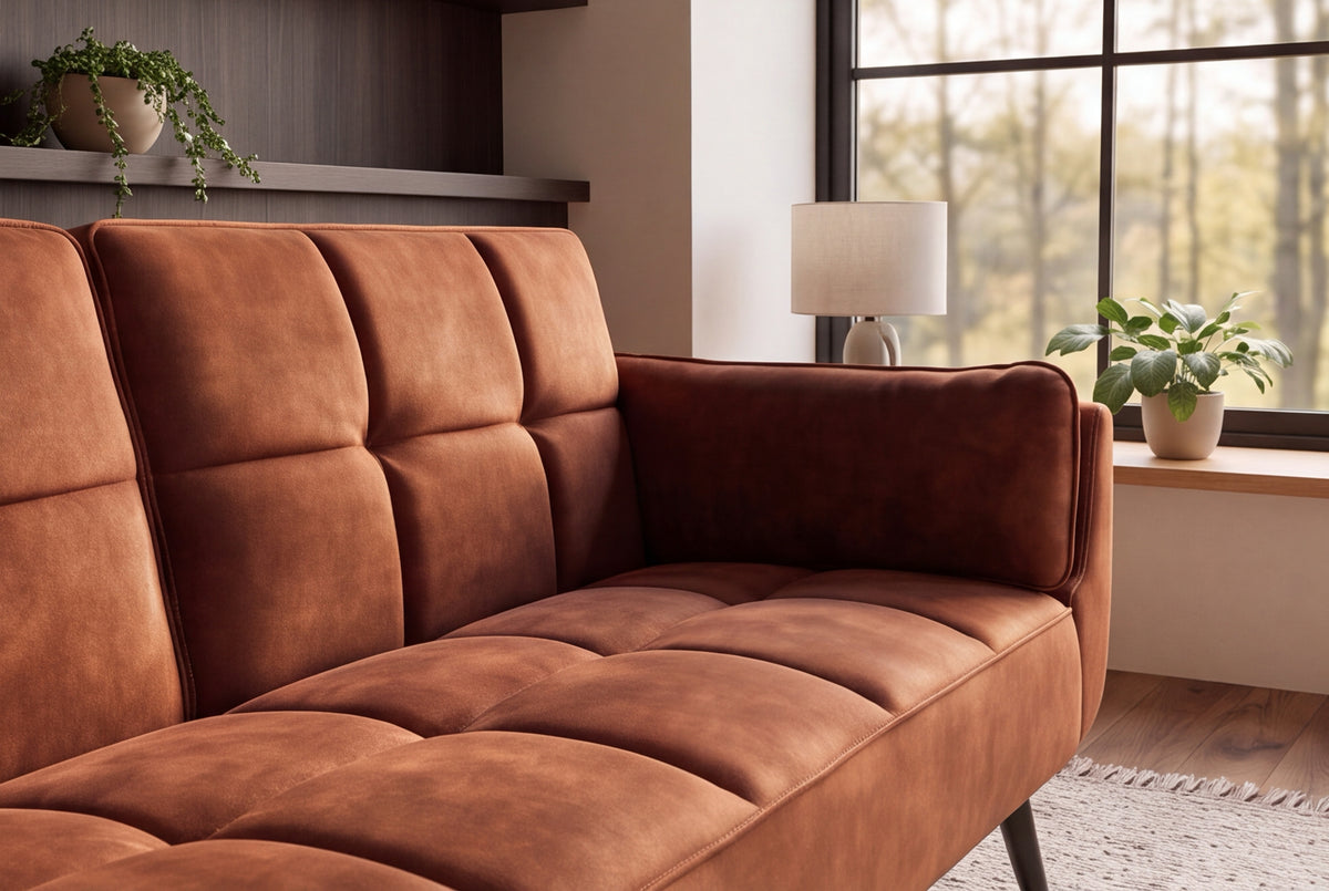 Schlafsofa BOUTIQUE 215cm 3-Sitzer Samt Rostbraun
