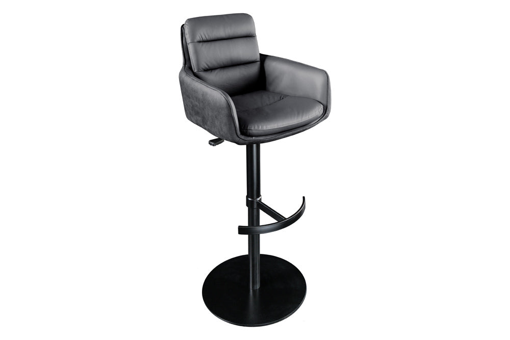 Bar stool BIG GEORGE w/ armrests microfibre leather anthracite rotatable height adjustable