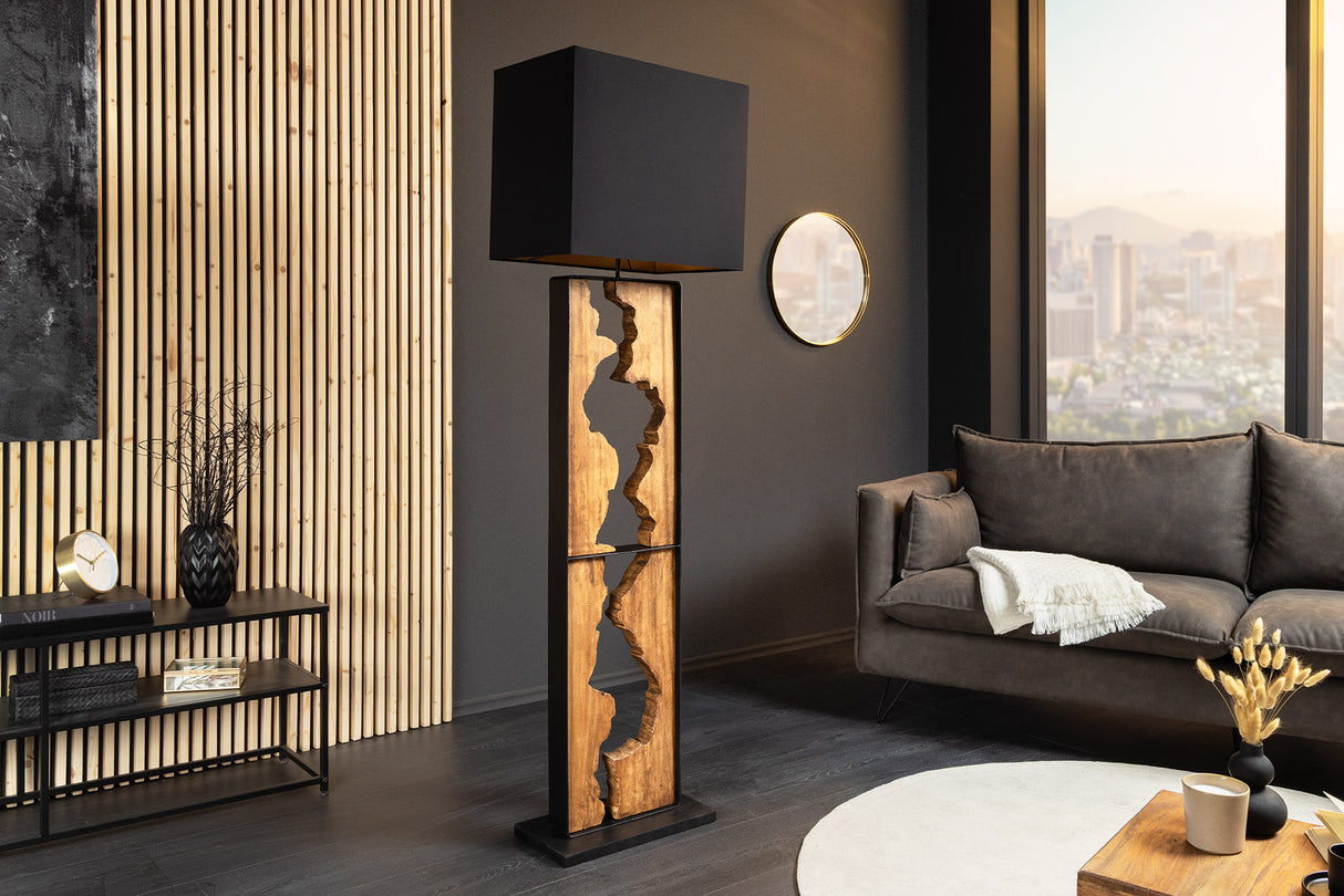 Stehleuchte DESIGNED BY NATURE 165cm Regenbaumholz natur schwarz