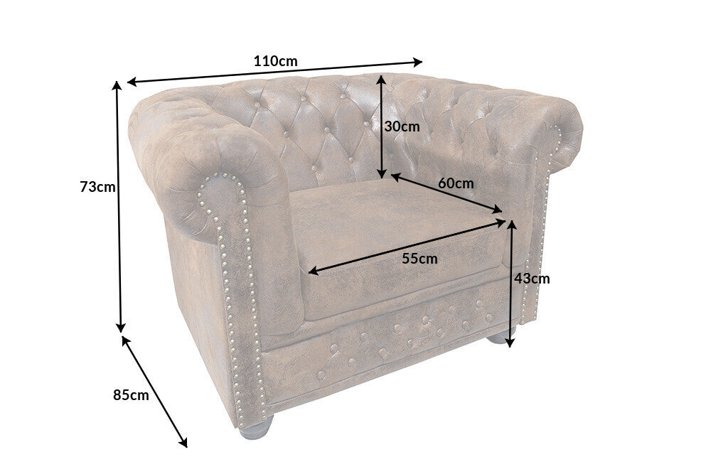 Armchair CHESTERFIELD artificial leather antique look black