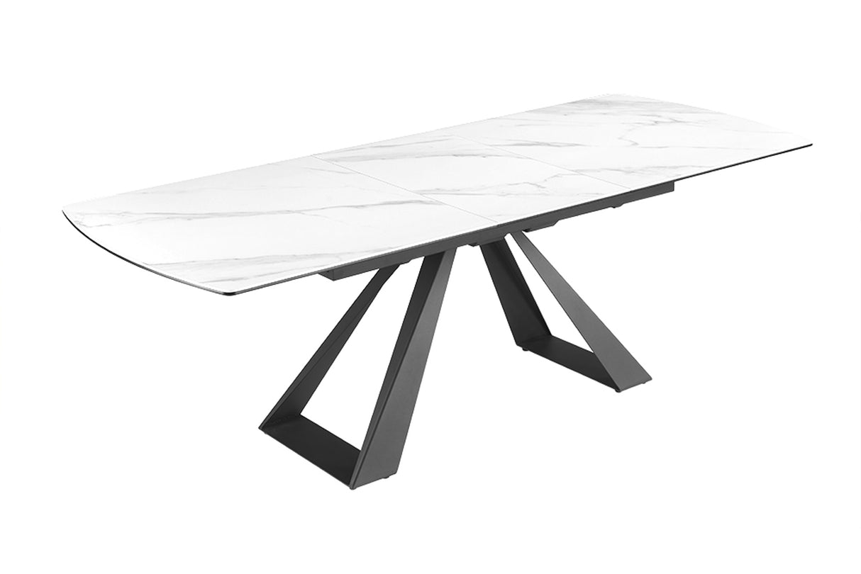 Dining table CONCORD 180-230cm extendable marble look white ceramic tempered glass