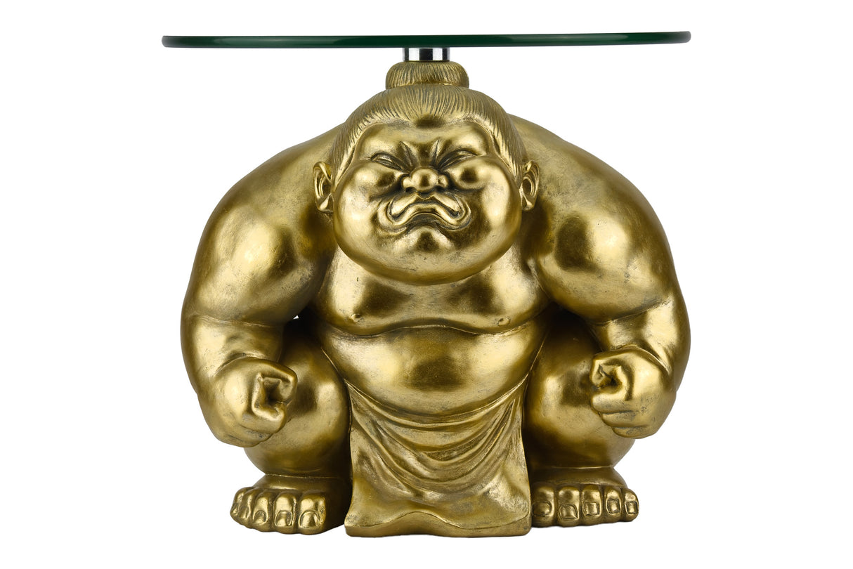 Side table SUMO 30cm round glass gold