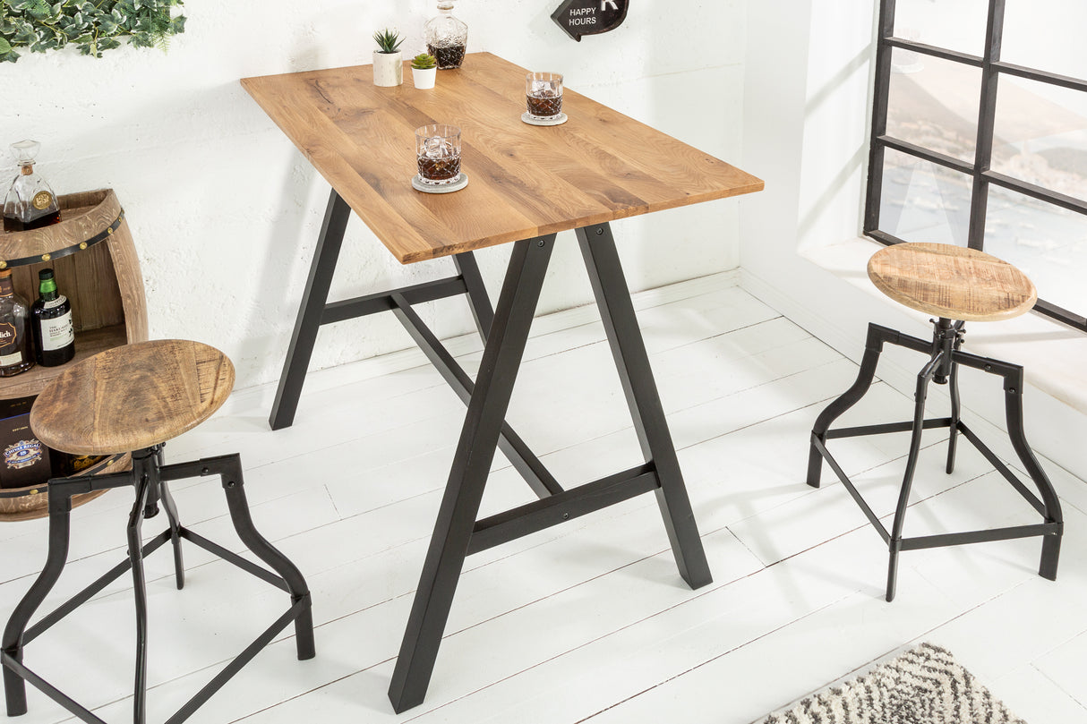 Bar bistro table CASTLE 120cm wild oak natural in industrial style