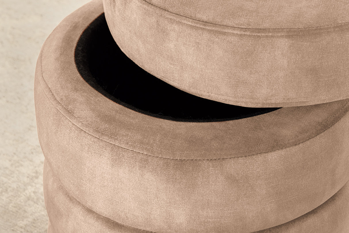 Stool VOQUE 50cm velvet champagne w/ storage space