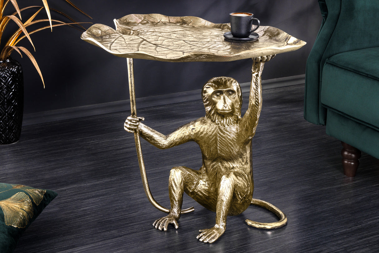 Side table WILDLIFE MONKEY 55cm antique gold