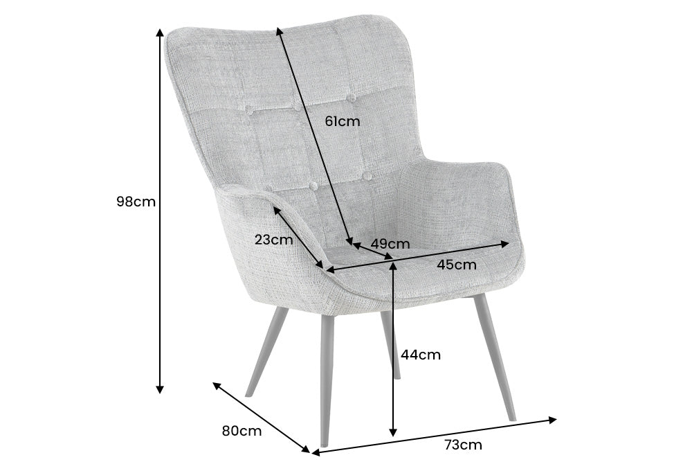 Sessel SCANDINAVIA m. Armlehnen und schwarzen Metallbeinen Chenille Stoff Rostbraun