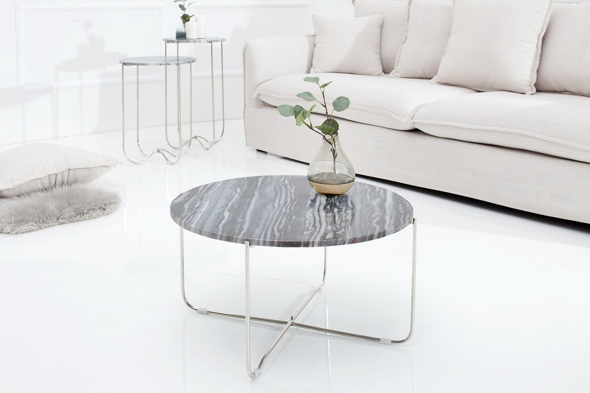 Couchtisch NOBLE 65cm grauer Marmor mit abnehmbarer Platte