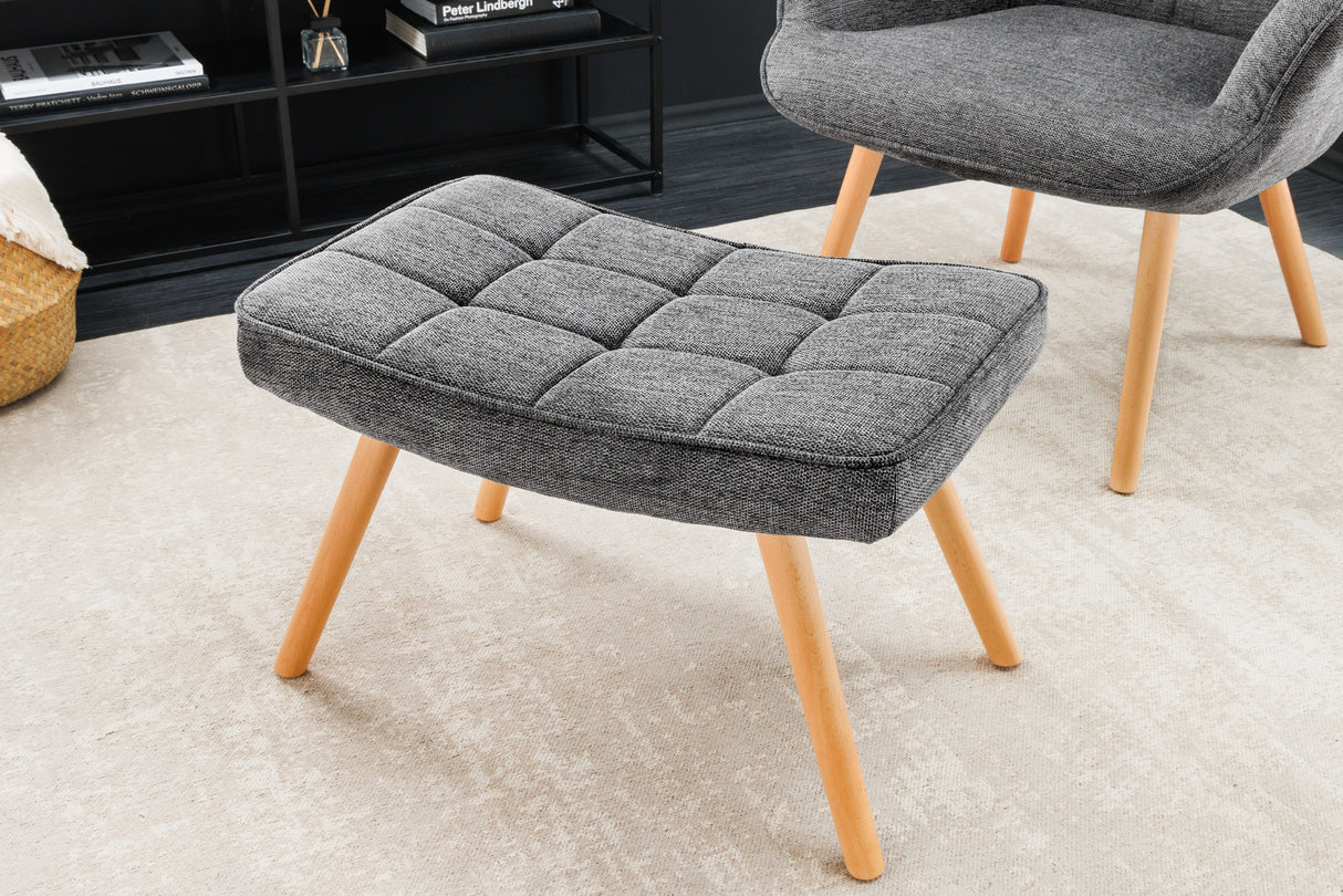 Stool SCANDINAVIA 40cm textured fabric grey