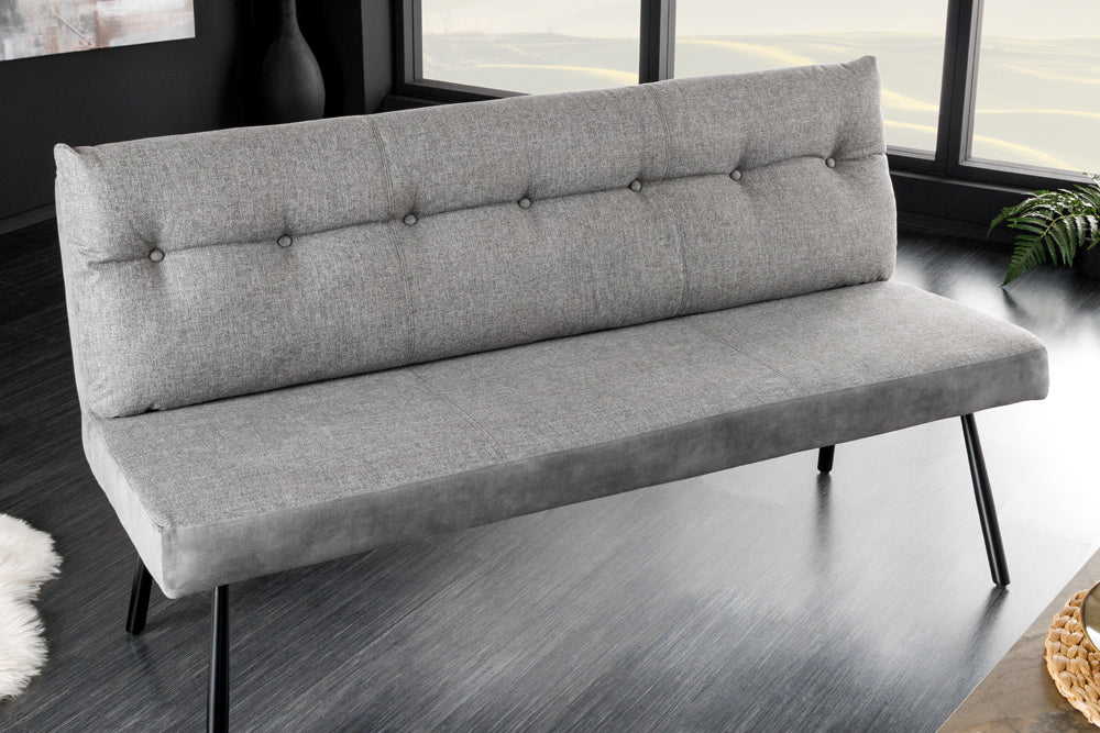Bench BIG GEORGE 160cm flat woven fabric spring core velvet grey