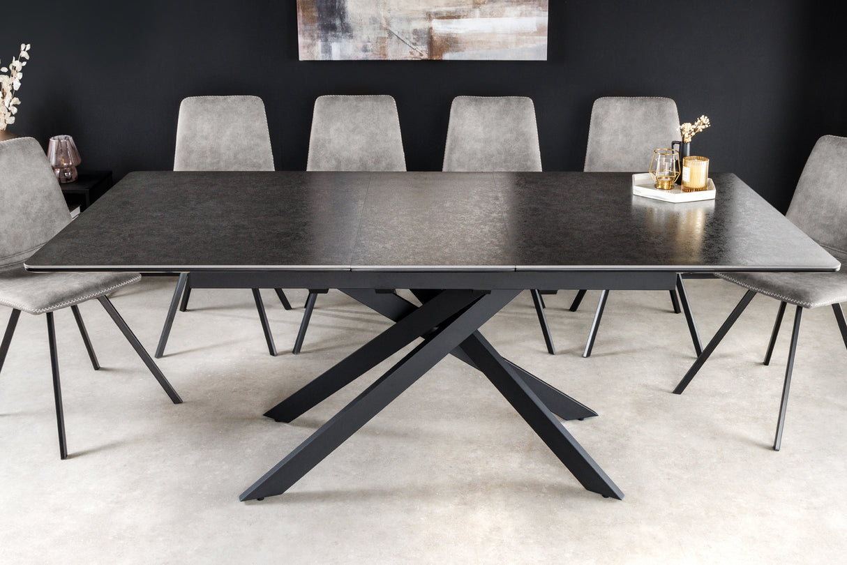 Dining table ALPINE 160-200cm ceramic marble look anthracite