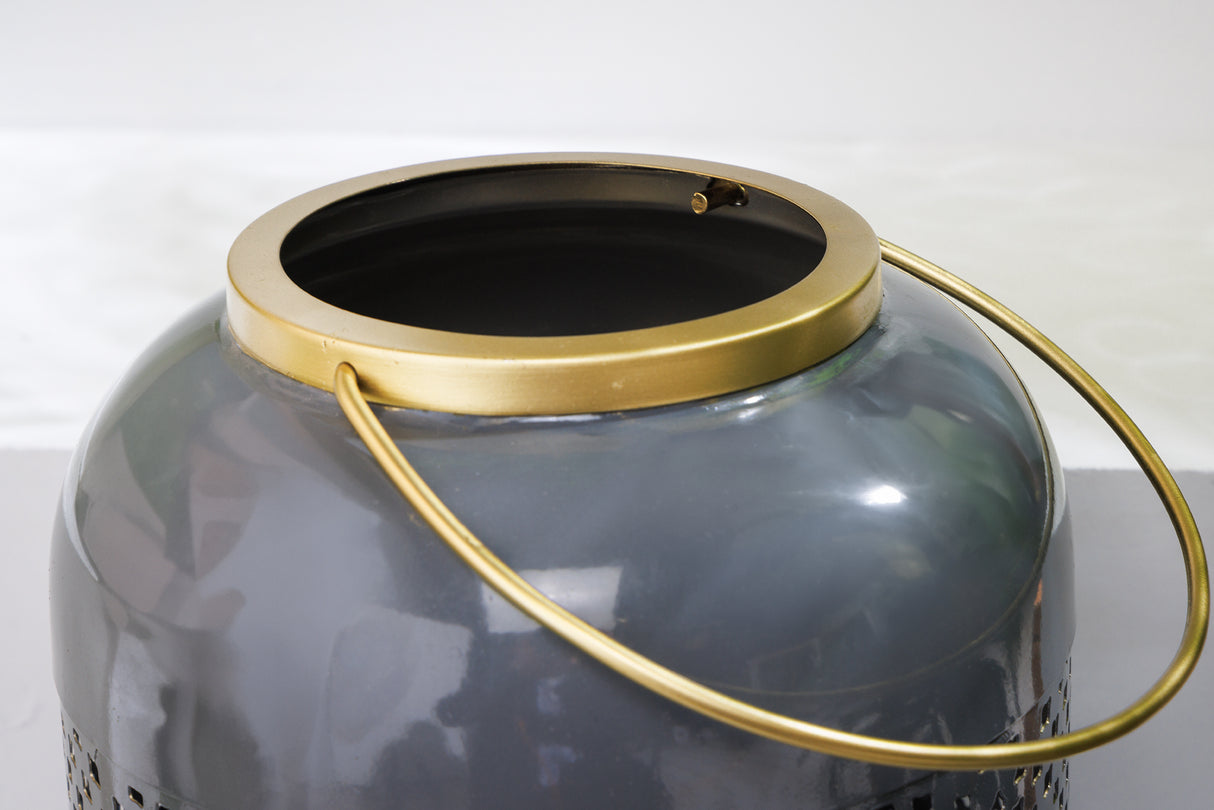 Lantern CANDLELIGHT 30cm grey golden