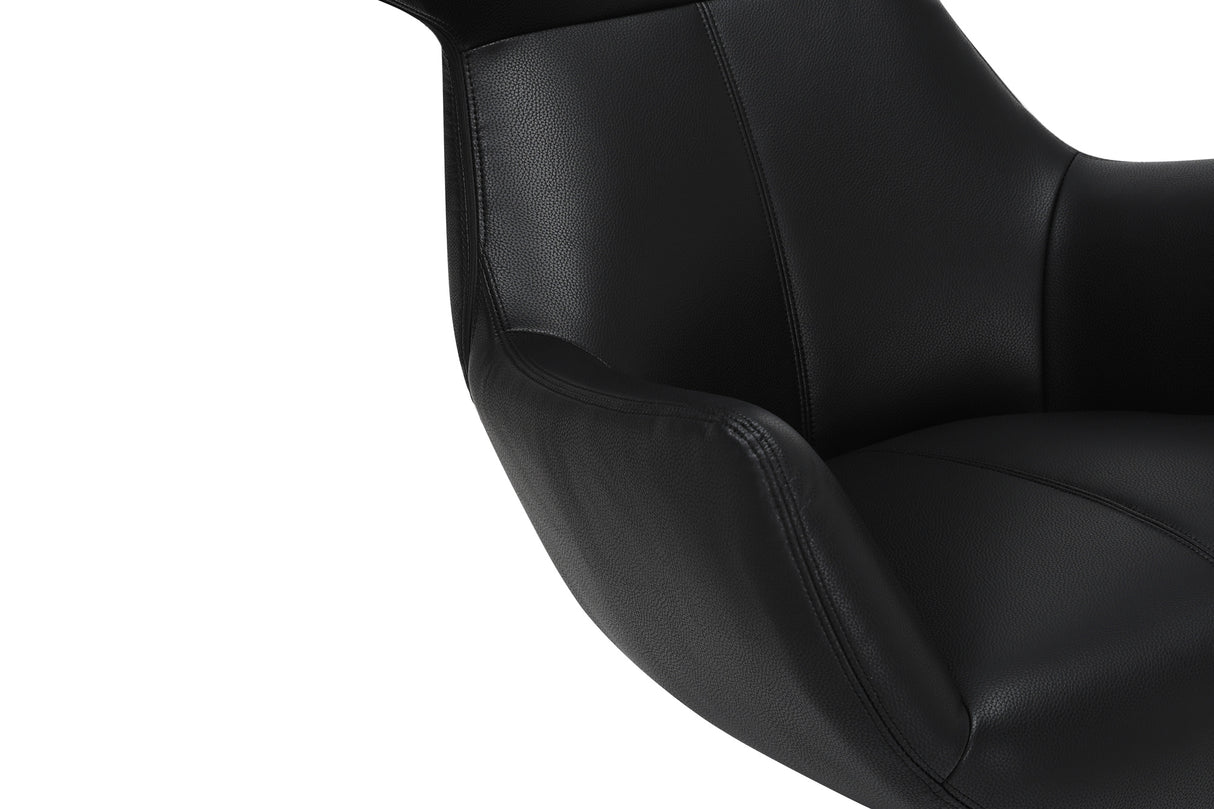 Sessel VOGUE 360° drehbar Kunstleder schwarz mit schwarzem Metallgestell