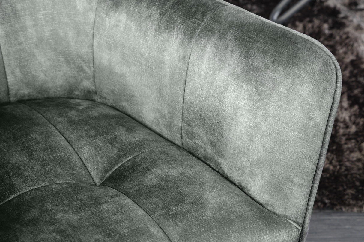 Swivel chair LOFT 180° with armrests velvet green