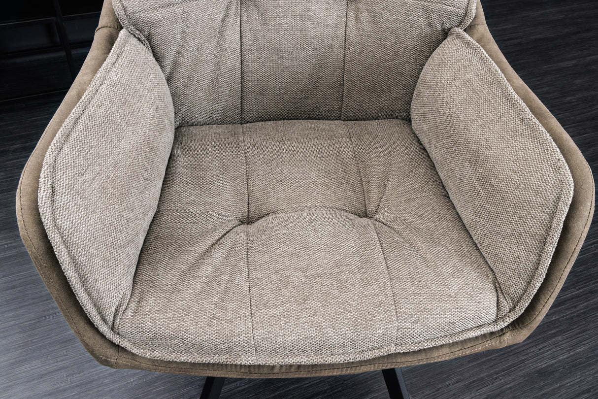 Swivel chair LOUNGER 180° with armrests microfibre vintage taupe