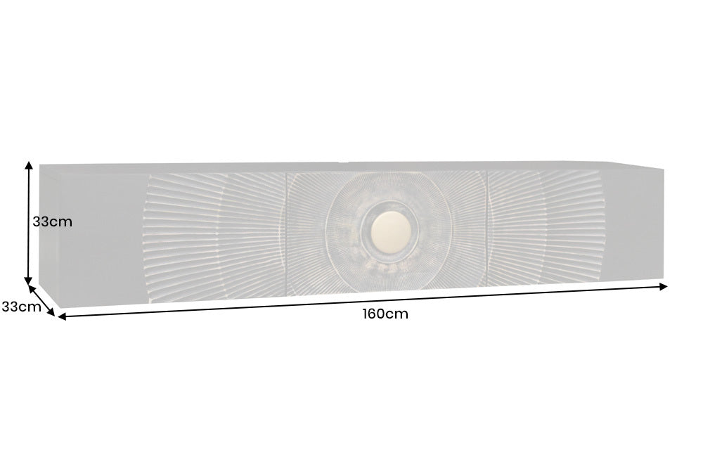 TV-Board GOLDEN SUNSET 160cm 3D hängend Mangoholz schwarz