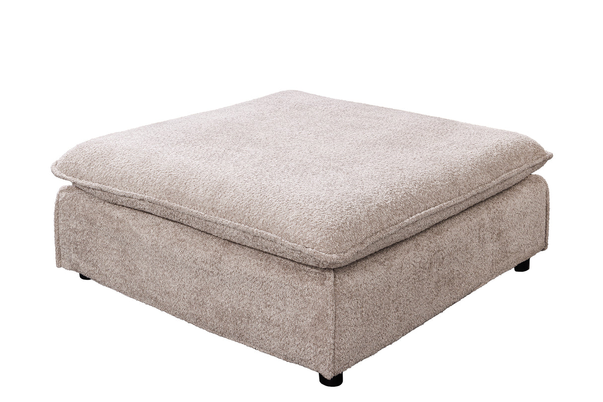 Hocker HEAVEN 100cm abnehmbarer Bezug Bouclé Champagnerbeige