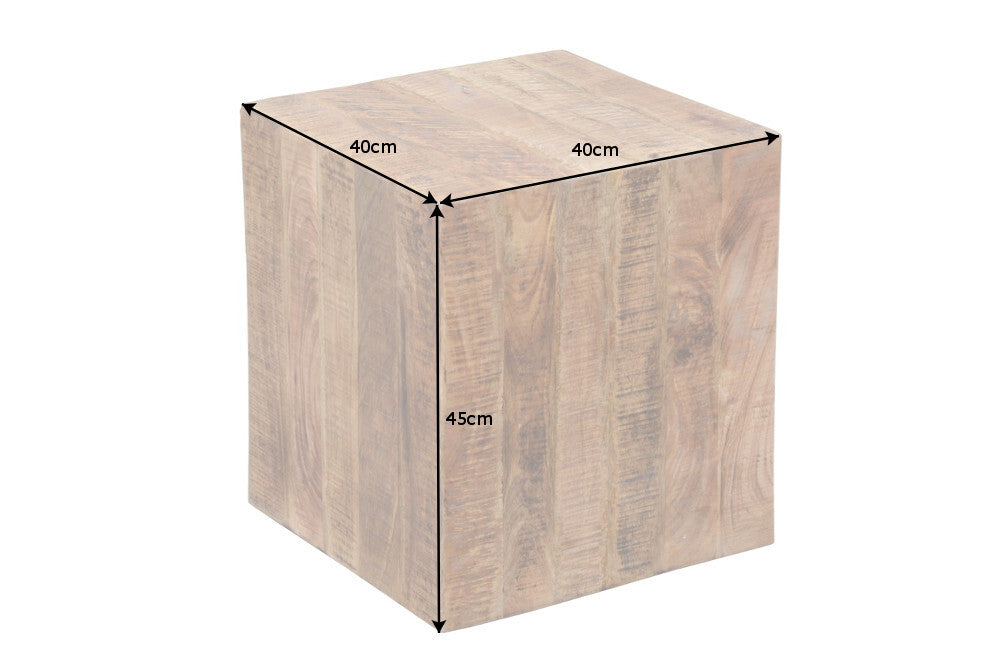 Side table stool FACTORY 40cm with wheels mango wood natural