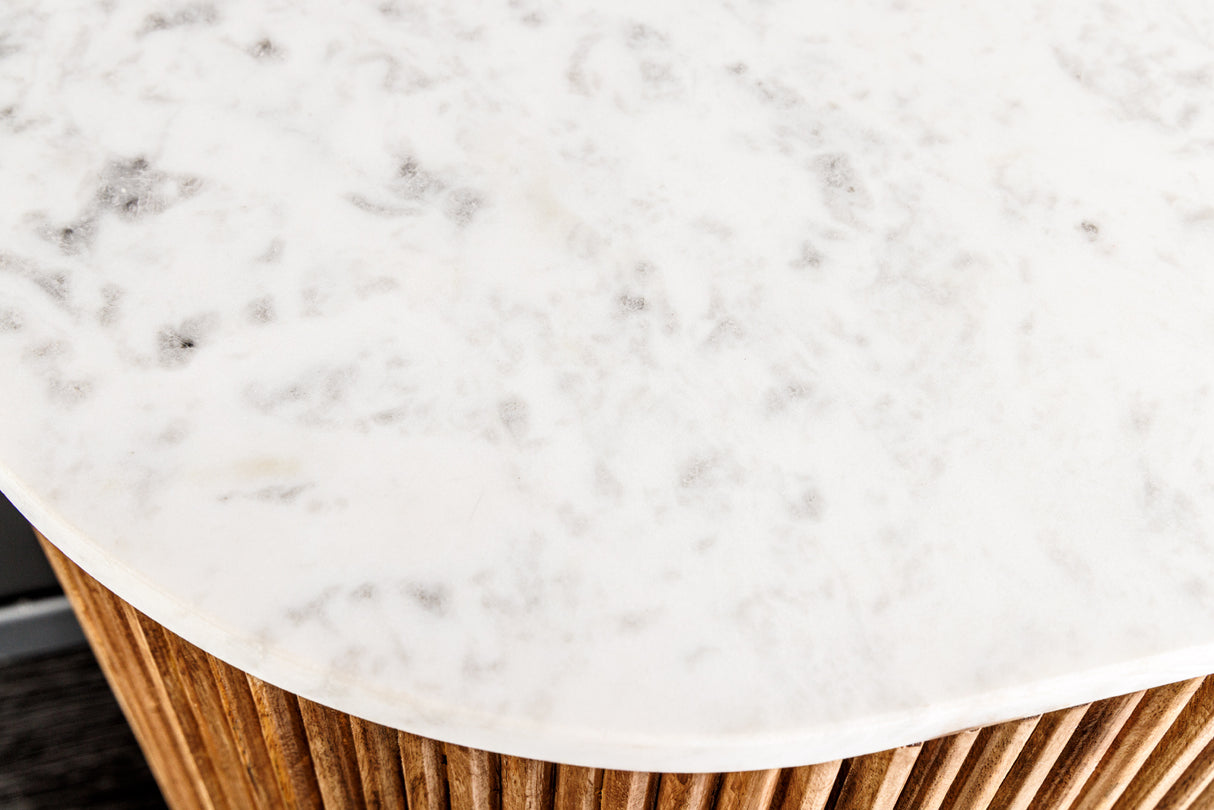 Sideboard TRES CHIC 105cm mango wood natural w/ white marble top and golden handles