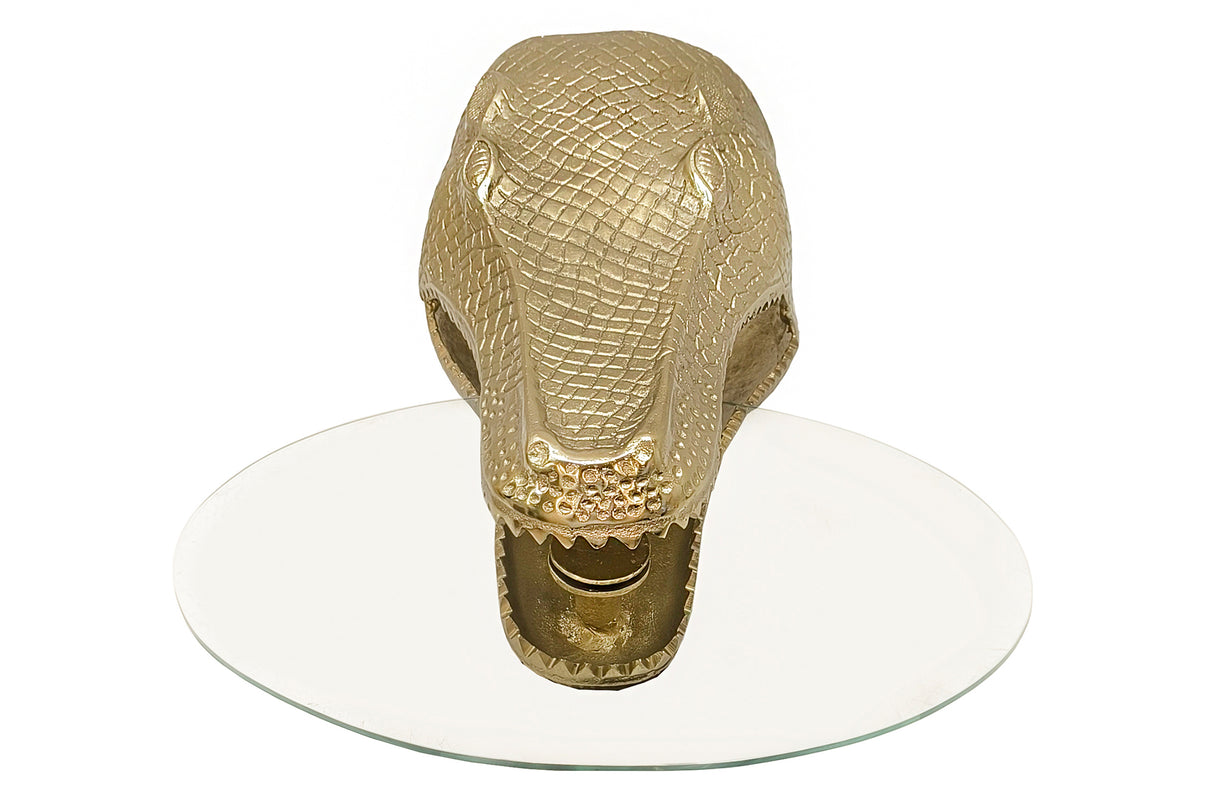 Side table WILDLIFE CROCODILE 75cm hanging coffee table oval tempered glass gold