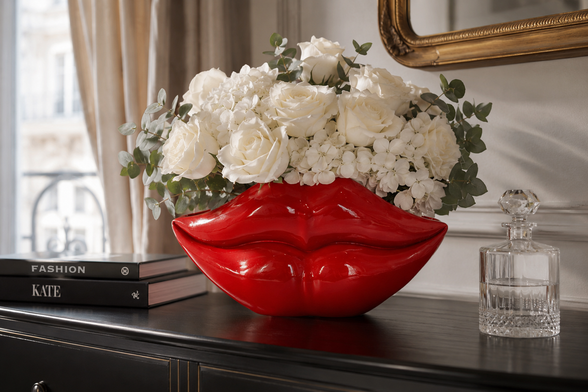 Glamour decoration vase LIP 40cm lips red