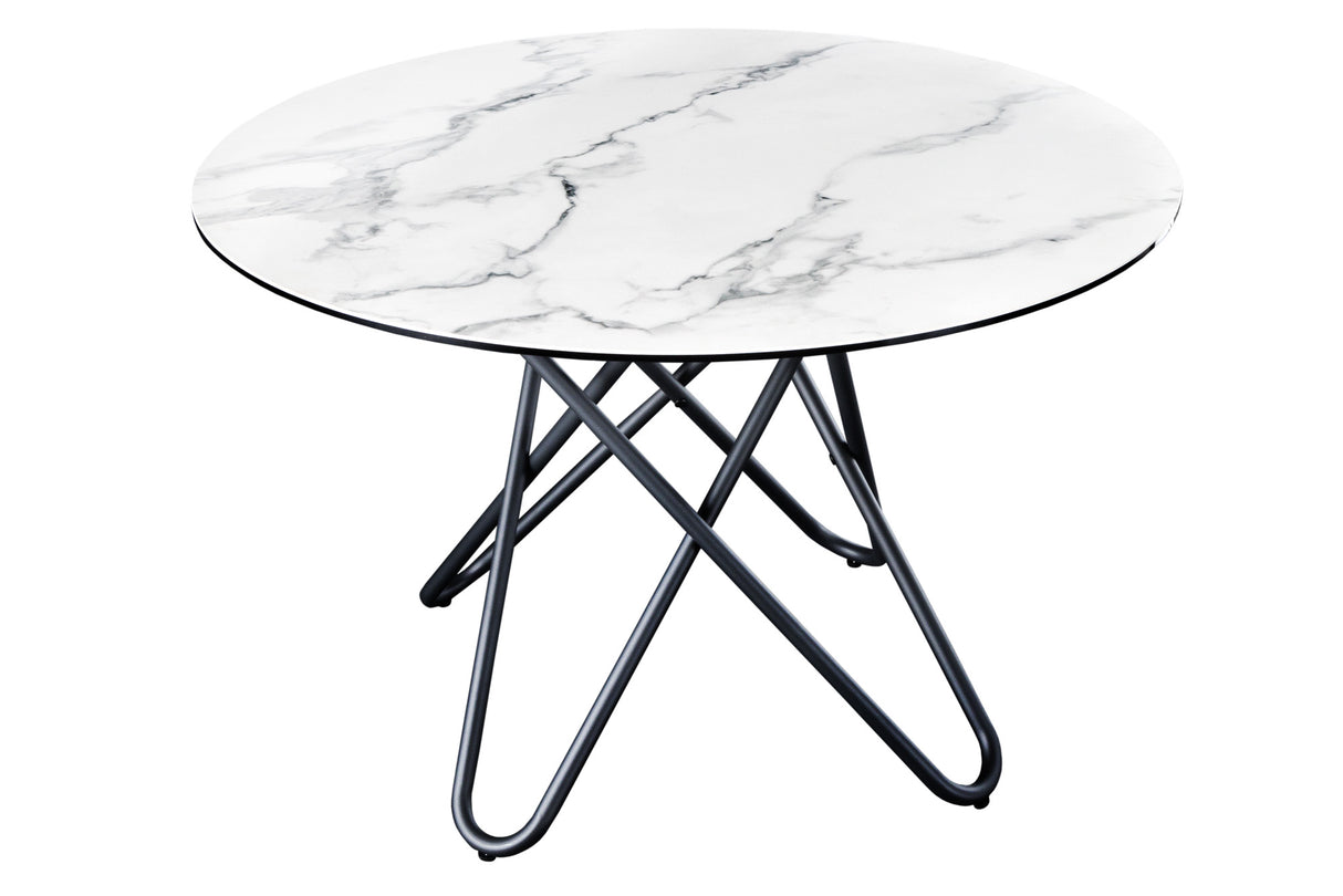 Esstisch CIRCULAR Ø 120cm Marmoroptik weiß