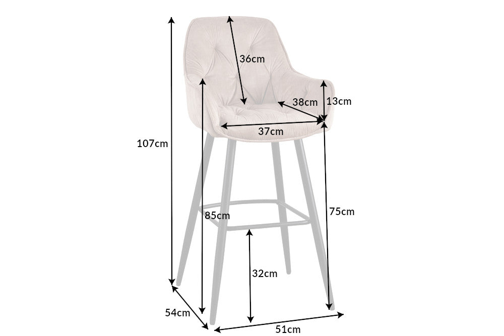 Bar stool MILANO 75cm velvet champagne