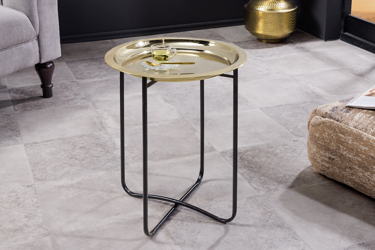 Beistelltisch CASABLANCA 50cm Messing gold abnehmbares Tablett