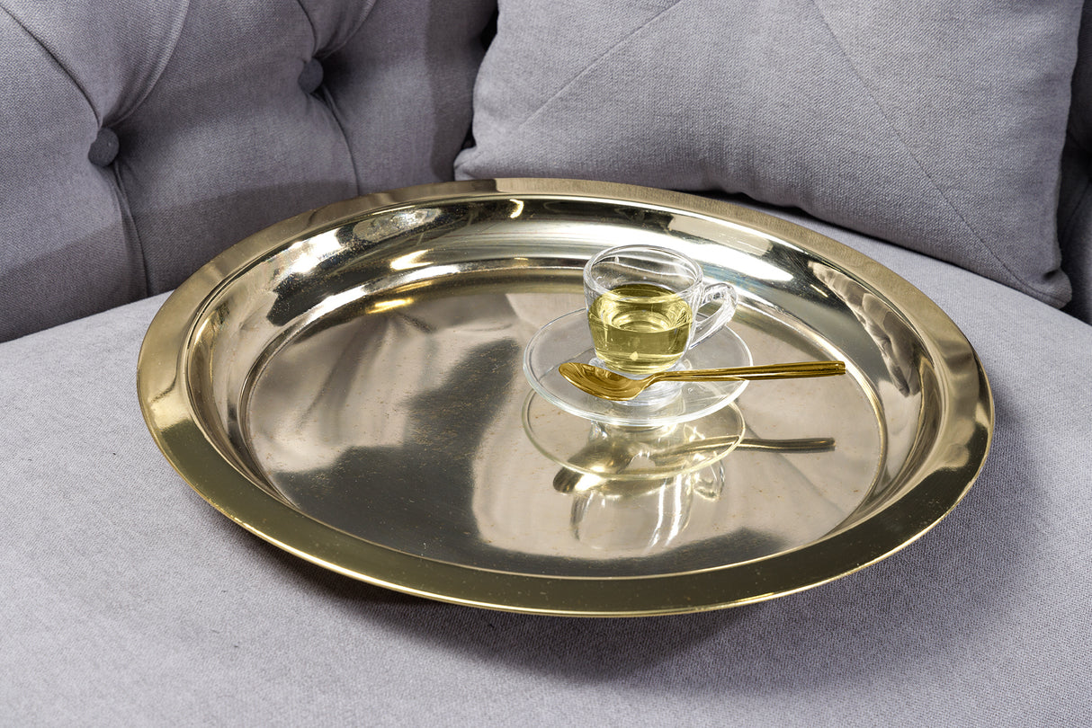 Beistelltisch CASABLANCA 50cm Messing gold abnehmbares Tablett