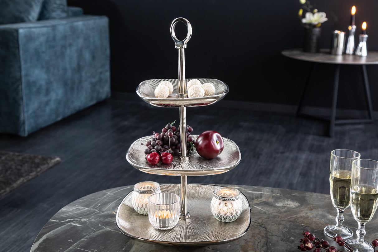 Etagere ORIENT 45cm 3 trays vintage silver