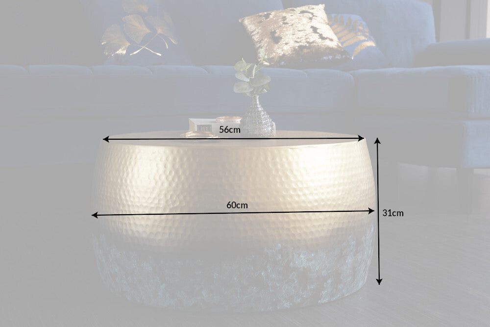 Couchtisch ORIENT III 60cm gold Hammerschlageffekt mit Patina