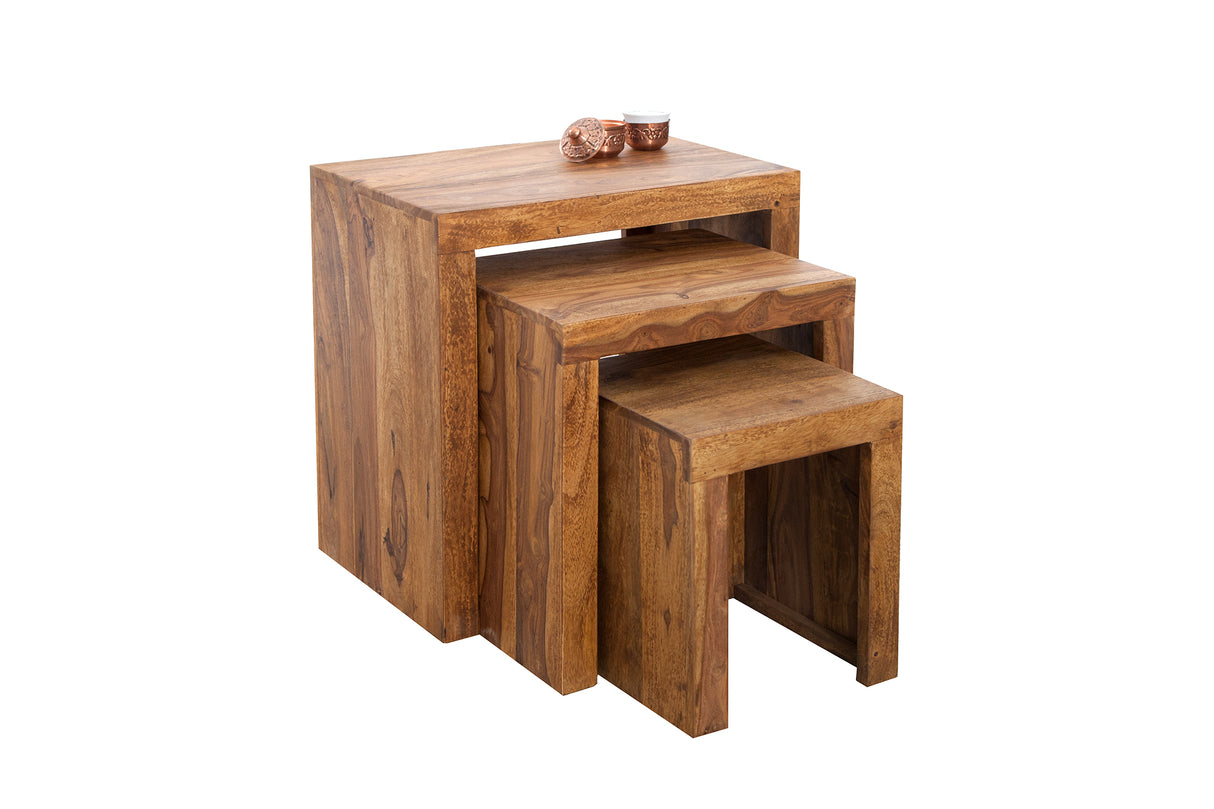 Beistelltisch MADEIRA 3er-Set aus Sheesham-Holz
