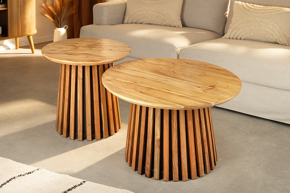 Coffee table VALHALLA Set of 2 acacia wood natural