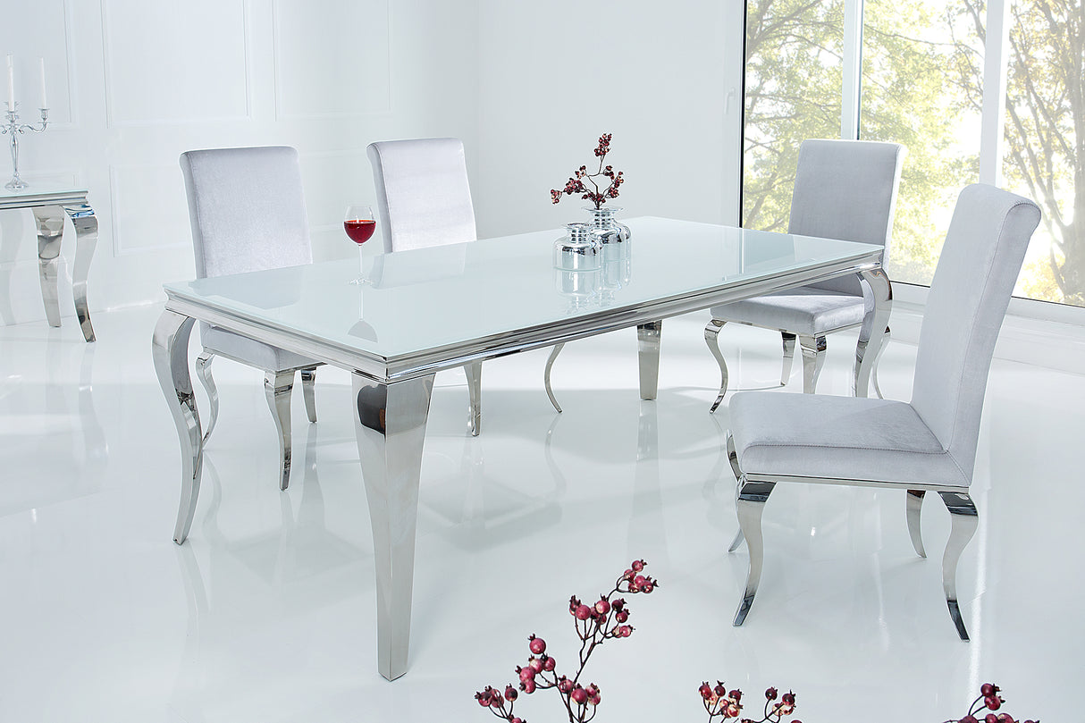 Esstisch MODERN BAROCK 180cm Hartglas weiß