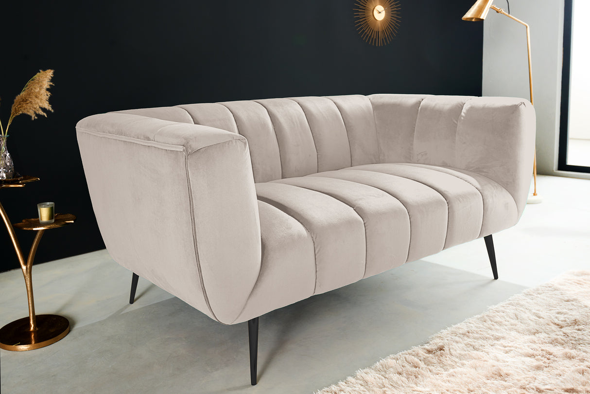 Sofa NOBLESSE 165cm 2-seater textured velvet champagne w/ black feet