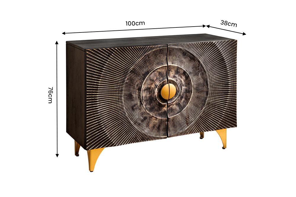 Sideboard GOLDEN SUNSET 100cm 3D mango wood black gold