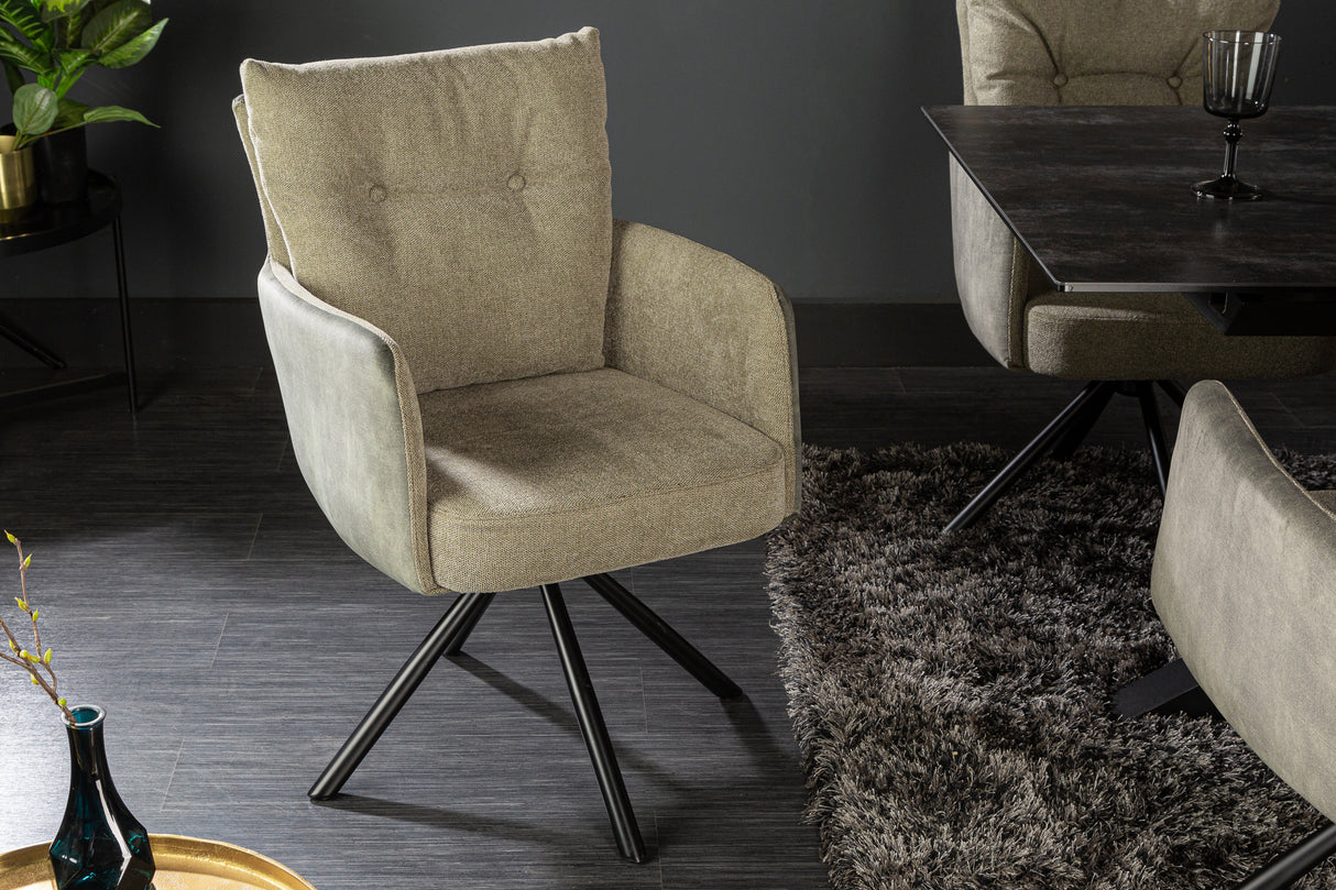 Swivel chair BIG GEORGE 360° with armrests flat woven fabric green rotatable