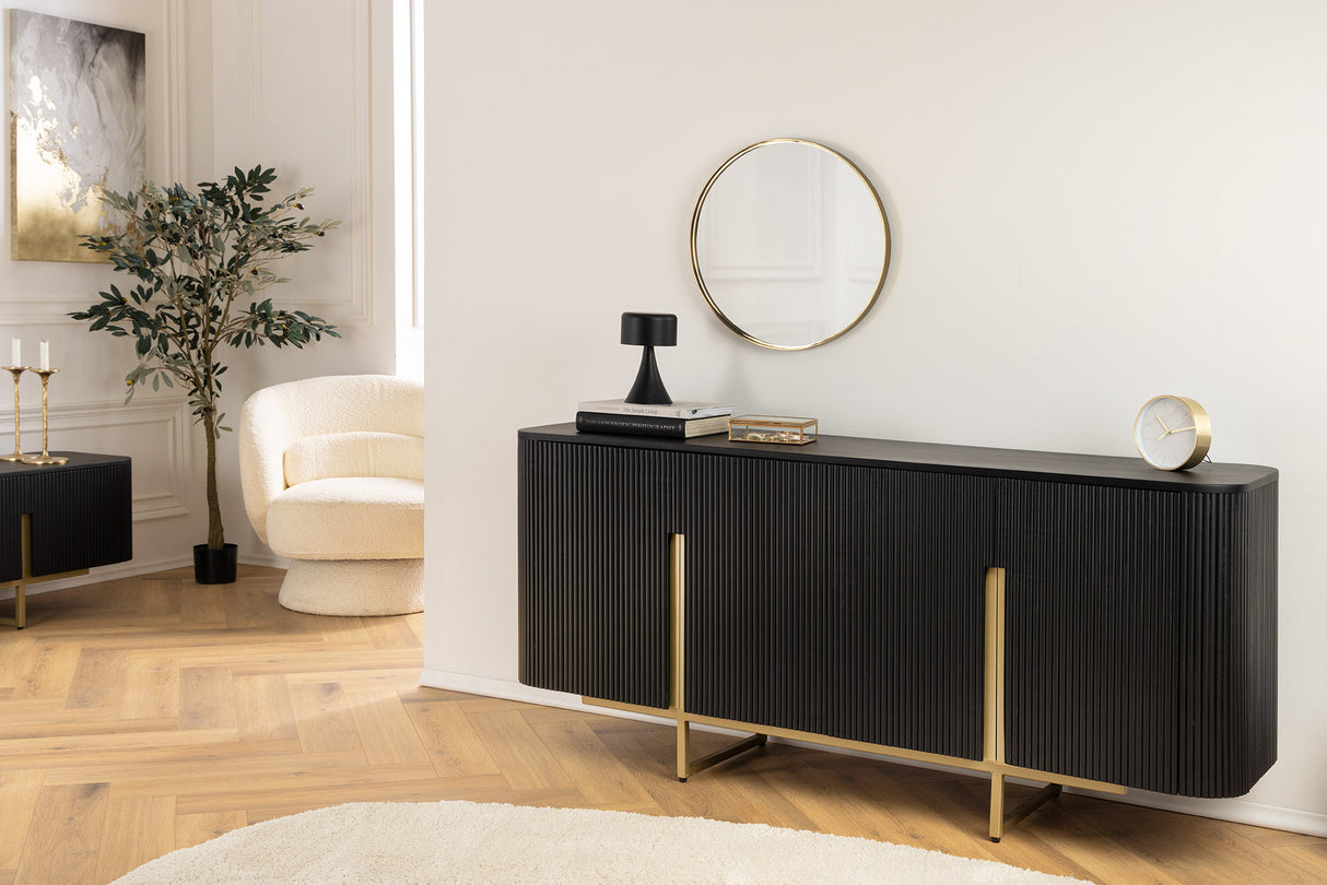 Sideboard GATSBY 160cm Retro-Stil Mango Schwarz Gold Handarbeit