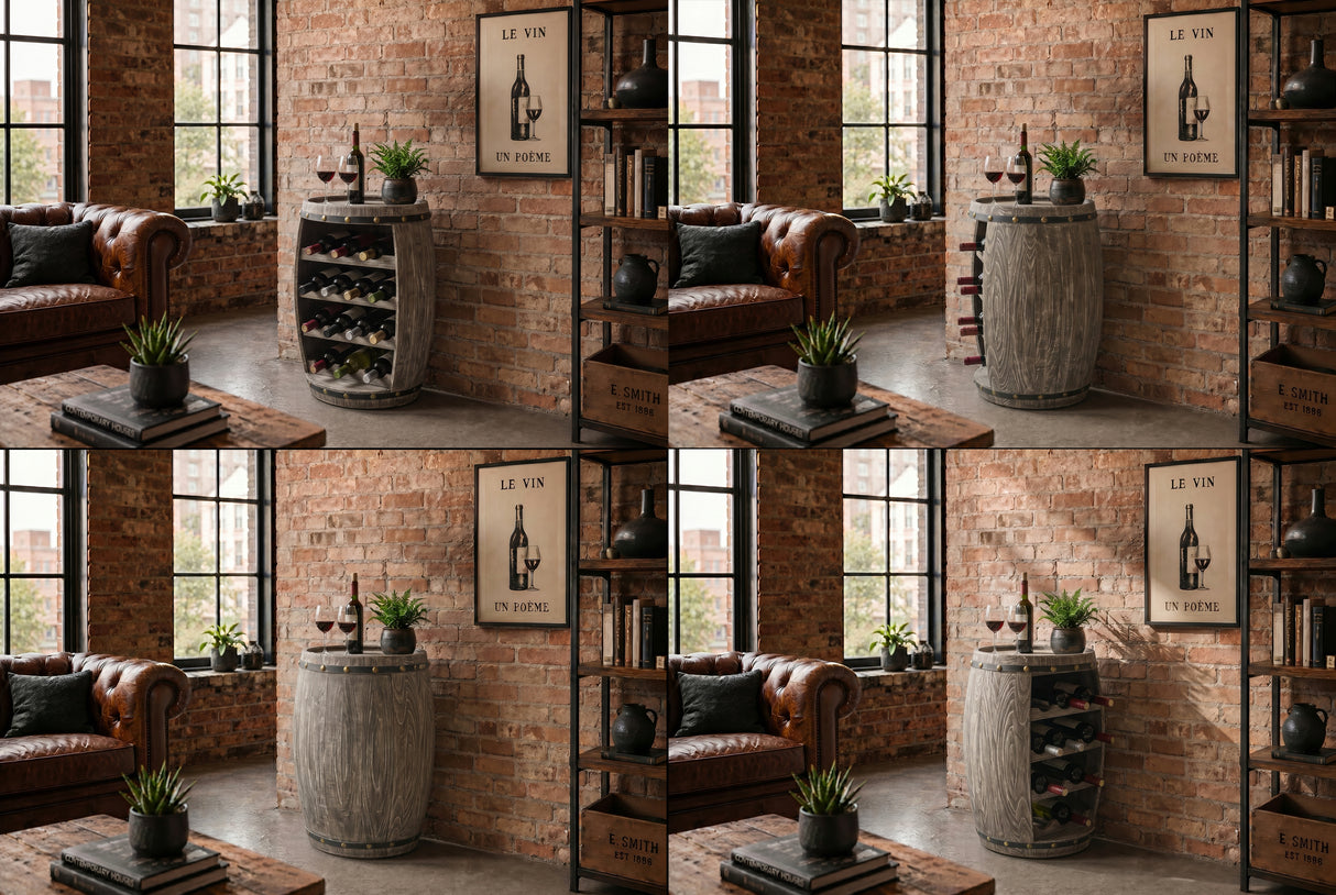 Weinregal BODEGA 60 cm für 14 Flaschen, Tannenholz, graubraun