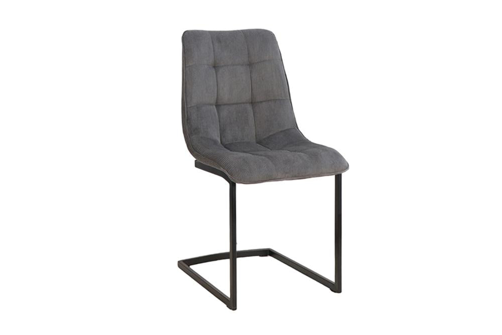 Cantilever chair MIAMI square quilting cord grey w/ black metal frame
