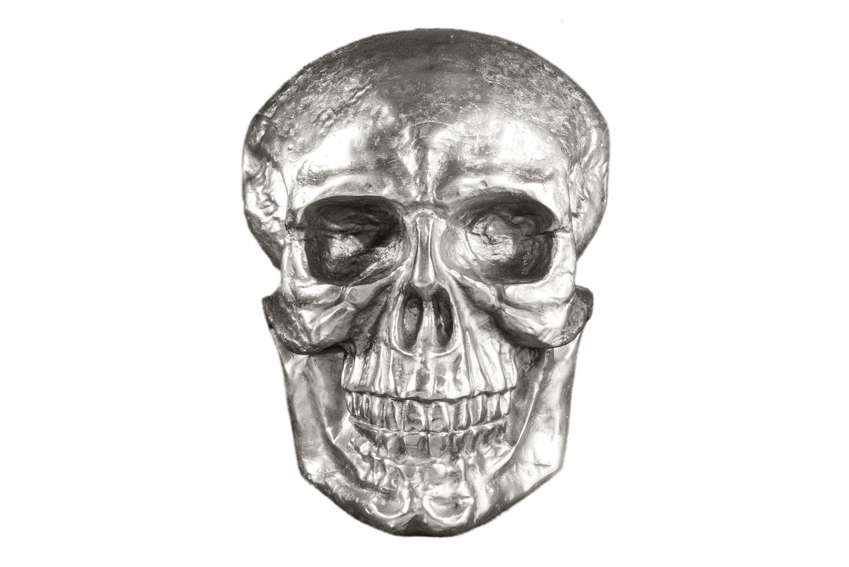 Wall decoration sculpture SKULL 40cm silver aluminium