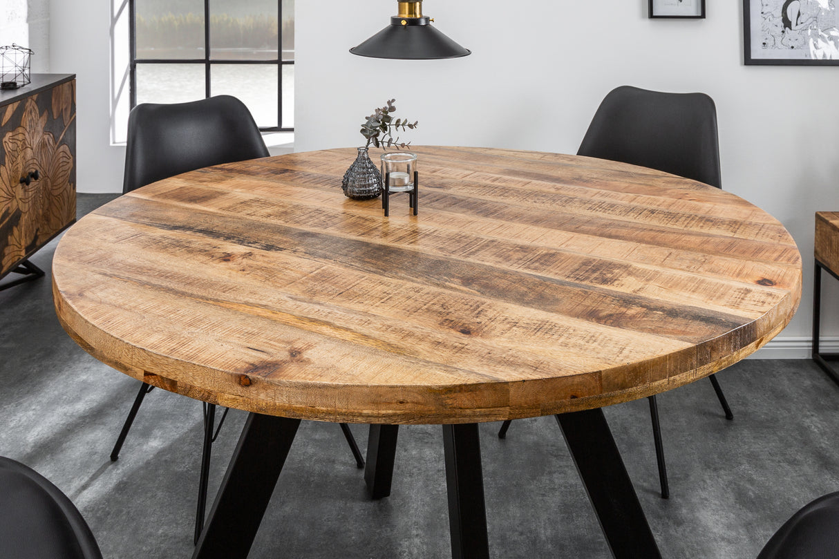 Esstisch IRON CRAFT Ø 120cm rund Mangoholz natur