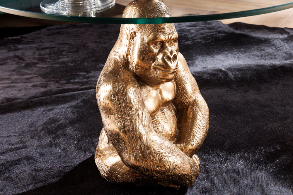 Coffee table KONG 60cm gold safety glass