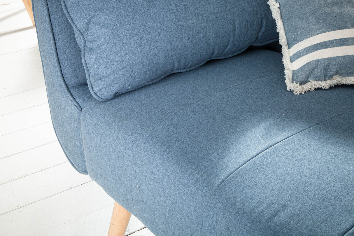 Sofa bed DIVANI 215cm with armrests textured fabric light blue